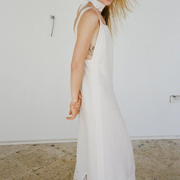 NWT ZARA LACE TRIM 100% LINEN DRESS LIMITED EDITION - Picture 4 of 8